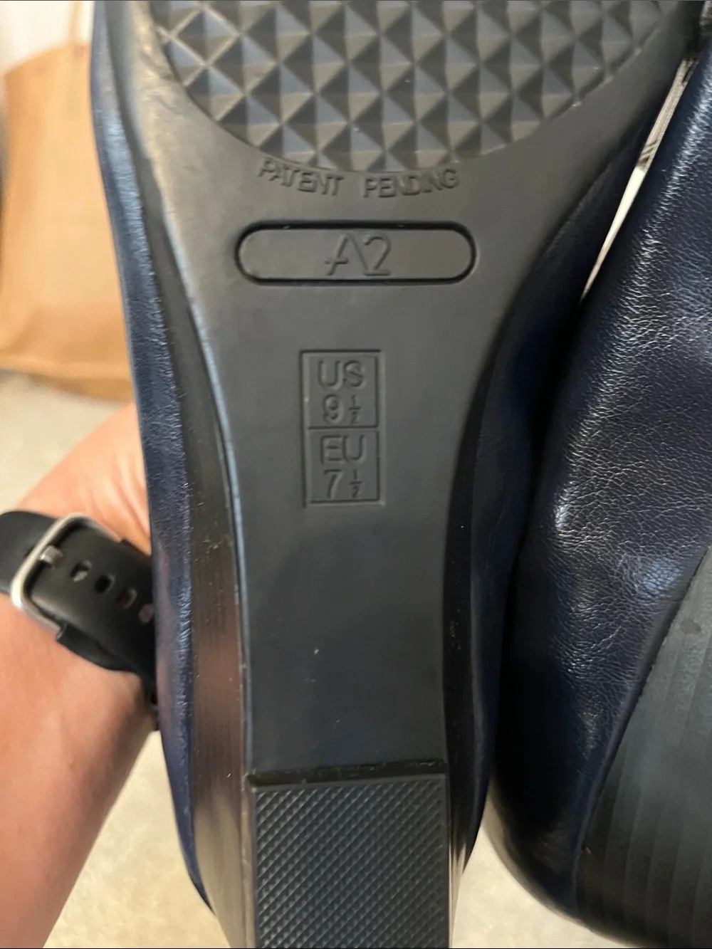 A2 Women's Navy Leather wedge  Loafers with Silver Hardware